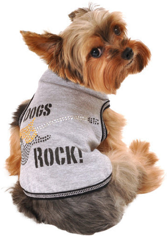 Dogs Rock Guitar Themed Tank in color Gray/Black - Daisey's Doggie Chic