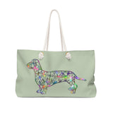 A Dachshund Weekender Bag - Color Olive - Oversized Tote - Free Personalization - Daisey's Doggie Chic