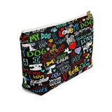 Exclusive Pet Art Love My Dog Cosmetics Pouch with T-bottom - Sizes Small or Large - Choice of Zipper color Black or White - personalize - Daisey's Doggie Chic