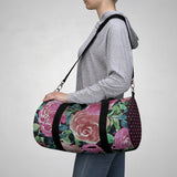 Dark Mauve Pink Roses Duffel with Dk Purple Dotted Ends Duffel  Bag - Daisey's Doggie Chic