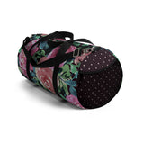 Dark Mauve Pink Roses Duffel with Dk Purple Dotted Ends Duffel  Bag - Daisey's Doggie Chic