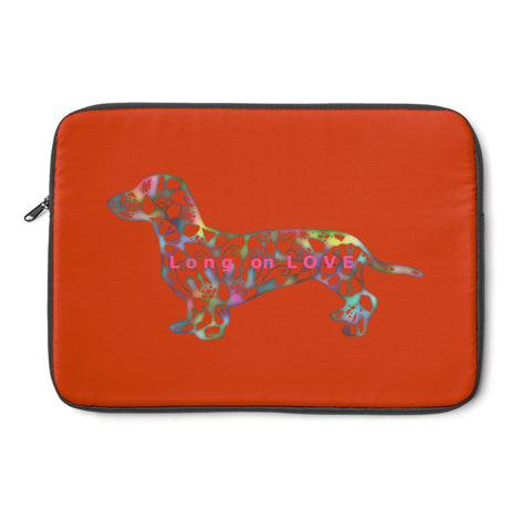 Laptop Sleeve Case - Dachshund Long on LOVE - Color Burnt Sienna - Personalize Free - Daisey's Doggie Chic