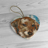 Daisey's Custom Ceramic Ornaments - Art made from Photo - Choice of Circle, Oval, Heart or Star - Daisey's Doggie Chic