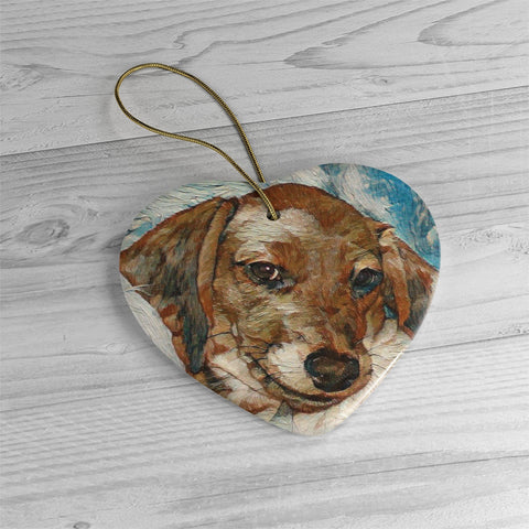 Daisey's Custom Ceramic Ornaments - Art made from Photo - Choice of Circle, Oval, Heart or Star - Daisey's Doggie Chic