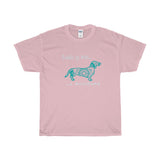 Dachshund Themed Crewneck T-Shirt – Cuddle up With a Dachshund logo - Adult (Unisex) Sizes S,M,L,XL,2XL in 19 colors - Daisey's Doggie Chic