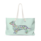 A Dachshund Weekender Bag - Color Sea Spray- Oversized Tote – Free Personalization - Daisey's Doggie Chic