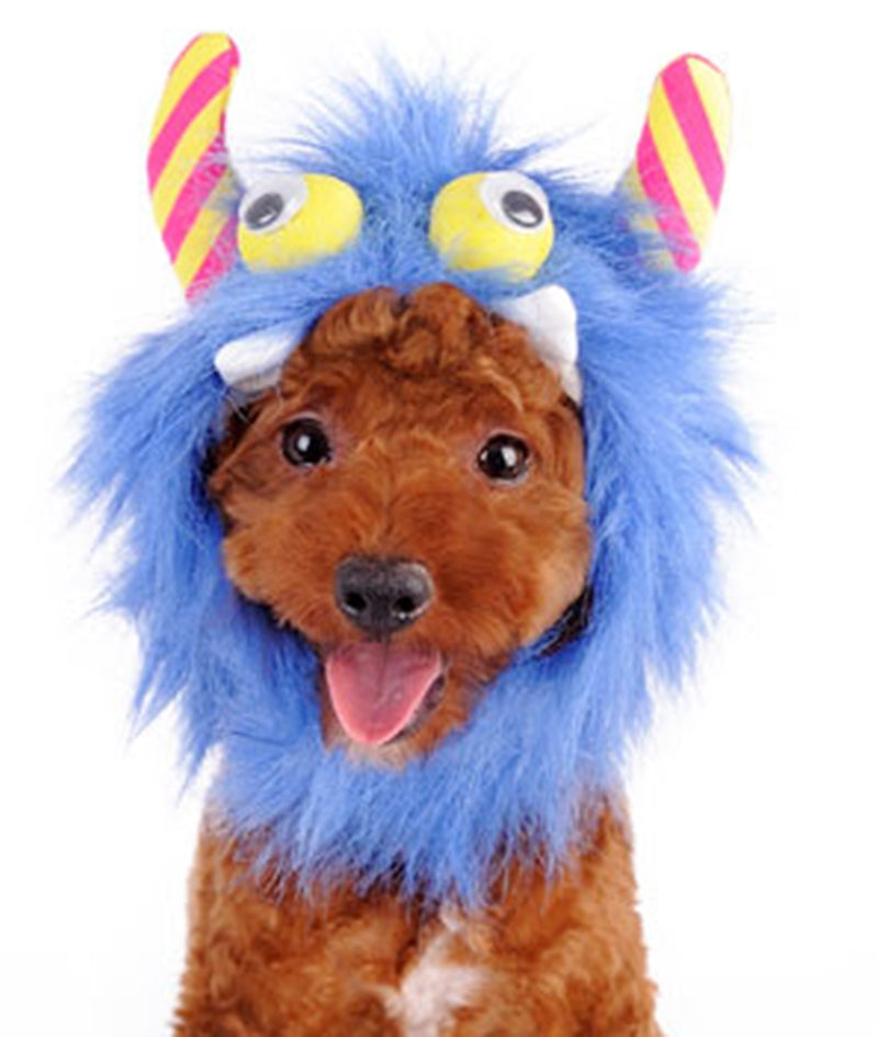 Furry Monster Hat for Dogs in 2 Colors Pink or Blue - Sizes XS to XL - Daisey's Doggie Chic