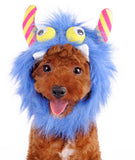 Furry Monster Hat for Dogs in 2 Colors Pink or Blue - Sizes XS to XL - Daisey's Doggie Chic