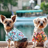 Camp Shirt in color Hawaiian Hibiscus Black Floral - Daisey's Doggie Chic