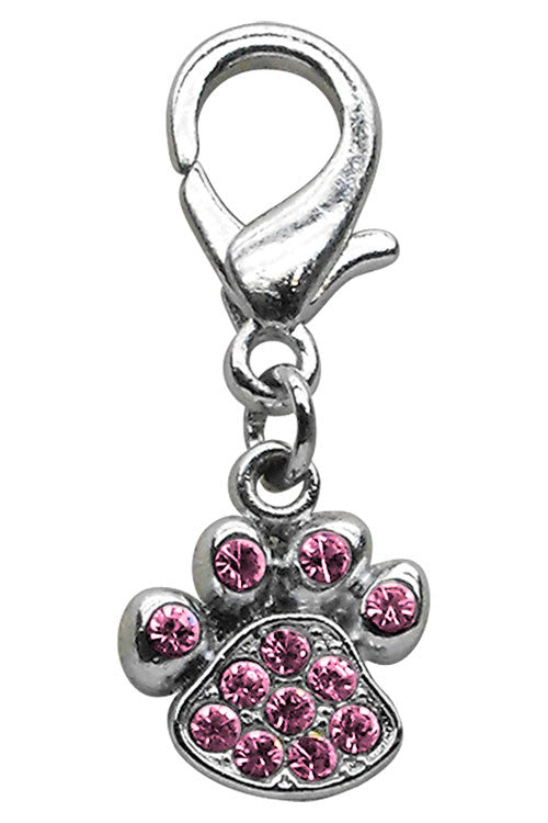 Pink Rhinestone Paw Clip Charm - Daisey's Doggie Chic