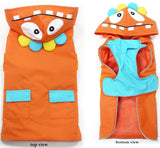 Cute Little Monster Themed Raincoat for Dogs in Color Orange Multi - Daisey's Doggie Chic
