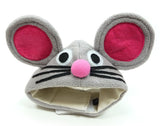 Plush Gray Mouse Hat with Pink Ears for Dogs - Mouse King Sizes XS to XL - Daisey's Doggie Chic