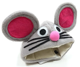 Plush Gray Mouse Hat with Pink Ears for Dogs - Mouse King Sizes XS to XL - Daisey's Doggie Chic