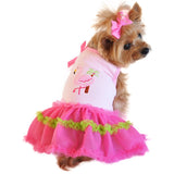 Pink Flamingo & Palm Tulle Skirted Party Dress - Daisey's Doggie Chic