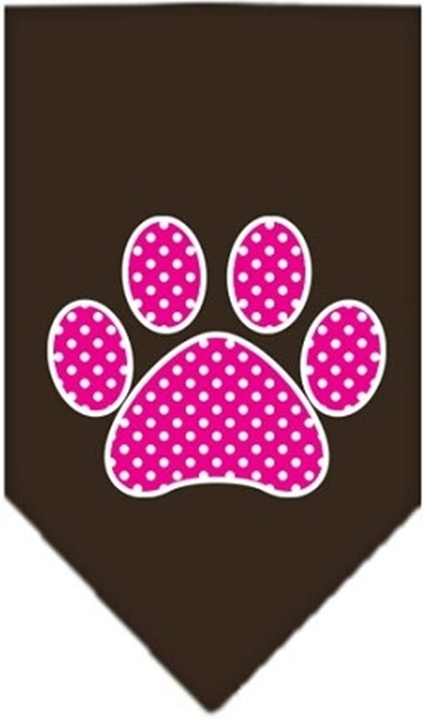 Pink Swiss Dotted Paw Bandana Scarf in color Chocolate - Daisey's Doggie Chic