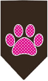 Pink Swiss Dotted Paw Bandana Scarf in color Chocolate - Daisey's Doggie Chic