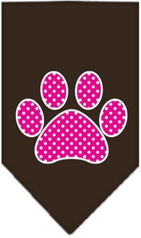 Pink Swiss Dotted Paw Bandana Scarf in color Chocolate - Daisey's Doggie Chic