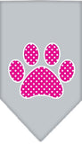 Pink Swiss Dotted Paw Bandana Scarf in color Silver Gray - Daisey's Doggie Chic