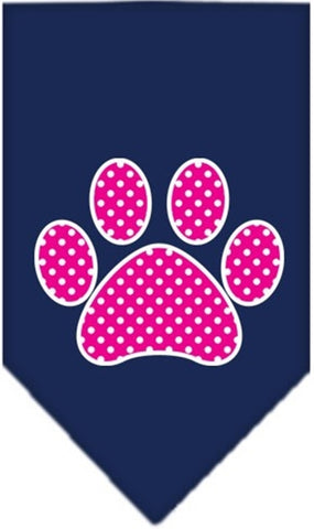 Pink Swiss Dotted Paw Bandana Scarf in color Navy Blue - Daisey's Doggie Chic