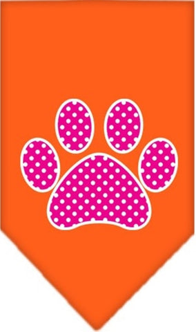 Pink Swiss Dotted Paw Bandana Scarf in color Orange - Daisey's Doggie Chic