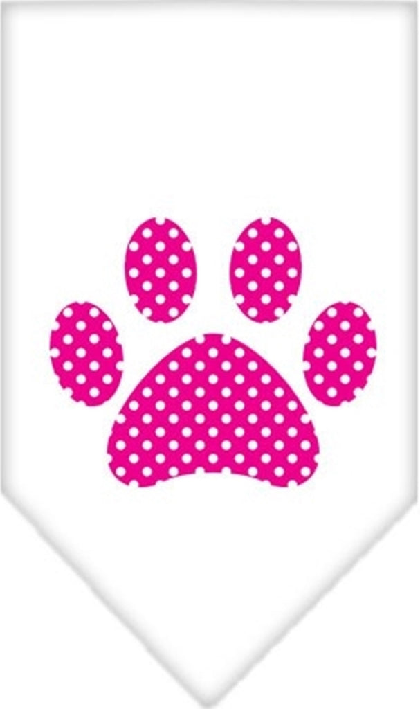 Pink Swiss Dotted Paw Bandana Scarf in color White - Daisey's Doggie Chic