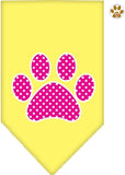 Pink Swiss Dotted Paw Bandana Scarf in color Sunny Yellow - Daisey's Doggie Chic