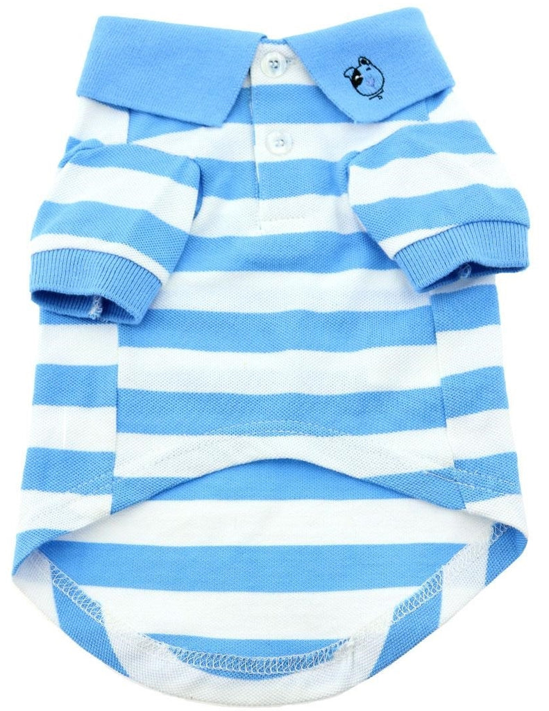 Classic Striped Polo Shirt in color Sky Blue - Daisey's Doggie Chic