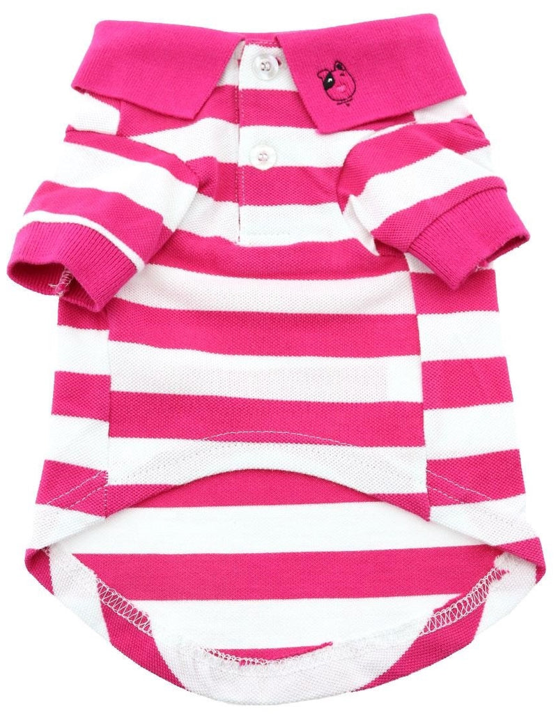 Classic Striped Polo Shirt in color Pink Stripes - Daisey's Doggie Chic