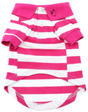 Classic Striped Polo Shirt in color Pink Stripes - Daisey's Doggie Chic