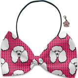 Pink Poodles Hugs 'n Kisses  - Fun Party Themed Bowtie 2-Pack set with Charm Accessory for Dogs or Cats - Daisey's Doggie Chic
