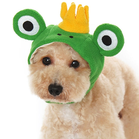 Plush Crown Prince Frog Hat for Dogs - Sizes XS to XL - Daisey's Doggie Chic
