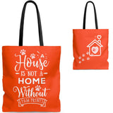 Carryall Tote Bag - House not a Home Without Paw Prints - 2-sided theme  - in Sizes S,M L - Pumpkin - Personalize it Free - Daisey's Doggie Chic