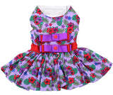 Lavender Violets Floral Party Harness Dress with Charm and matching Leash - Daisey's Doggie Chic