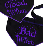 Good Witch Bad Witch Reversible Scarf in 2 color Choices- Purple or Green - Daisey's Doggie Chic