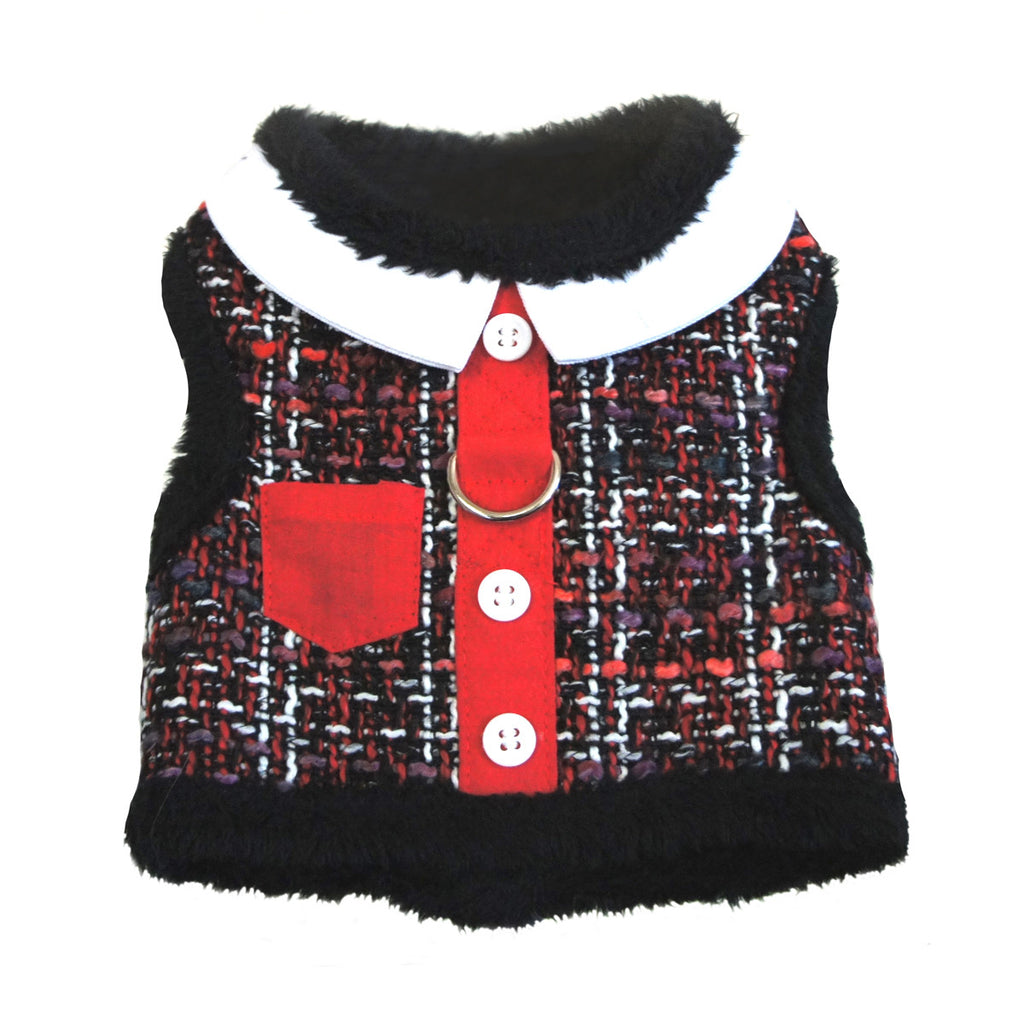 Doggie Design Tweed Plush Faux Minky Fur Harness Vest with Leash - available in 2 colors - Daisey's Doggie Chic