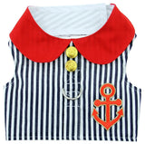 Sailor Harness Vest with Charm and matching Leash - Red White and Blue Nautical Stripe - Daisey's Doggie Chic