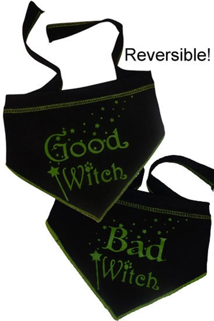 Good Witch Bad Witch Reversible Scarf in color Black/Green - Daisey's Doggie Chic