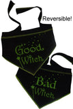 Good Witch Bad Witch Reversible Scarf in color Black/Green - Daisey's Doggie Chic