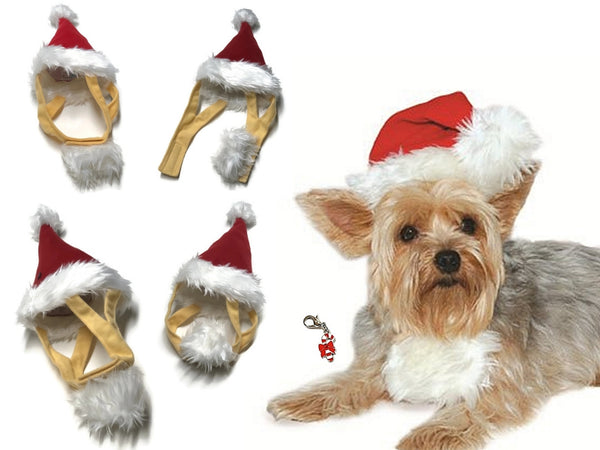Plush Charmed Santa Hat with Attached Beard for Dogs Sizes XS L