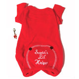 Santa's Little Helper Red Thermal Long John Pajamas with Candy Cane Charm - Daisey's Doggie Chic