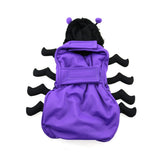 Spooky Cute Isty Bitsy Purple Plush Spider Costume for Dogs includes theme accessory - Daisey's Doggie Chic