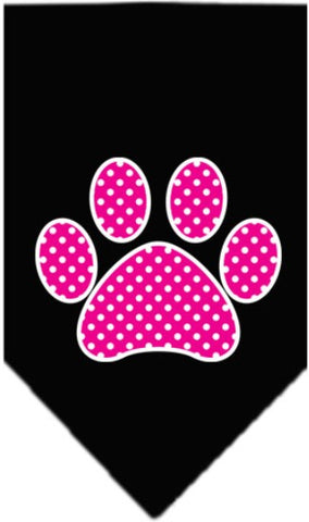 Pink Swiss Dotted Paw Bandana Scarf in color in color Black - Daisey's Doggie Chic