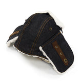 Shearling Trapper Hat for Dogs - Sizes XS to XL - Shown in Dark Denim - Daisey's Doggie Chic