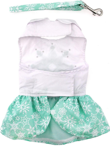 Enchanting Crystal and Snowflake Party Dress with Leash for Dogs