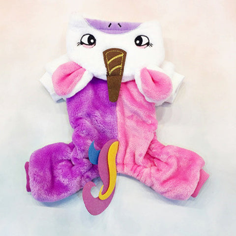 Cute Plush Unicorn Costume Pajama Coat for Dogs - Color Pink Multi in 5 Sizes - Daisey's Doggie Chic