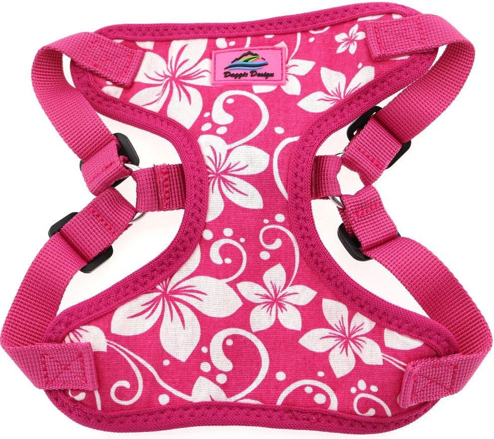 Wrap-Snap-n-Go  Choke-Free Harness in Pink Hibiscus - Daisey's Doggie Chic