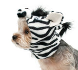 Plush Zebra Hat with Mane and Tail - Includes Charm Accessory - Pet Sizes XS to XL - Daisey's Doggie Chic