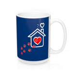 Ceramic Mug -Two-Sided Theme - A House Isn't a Home Without Paws - Navy Blue -Personalize- 11oz OR 15oz - Daisey's Doggie Chic