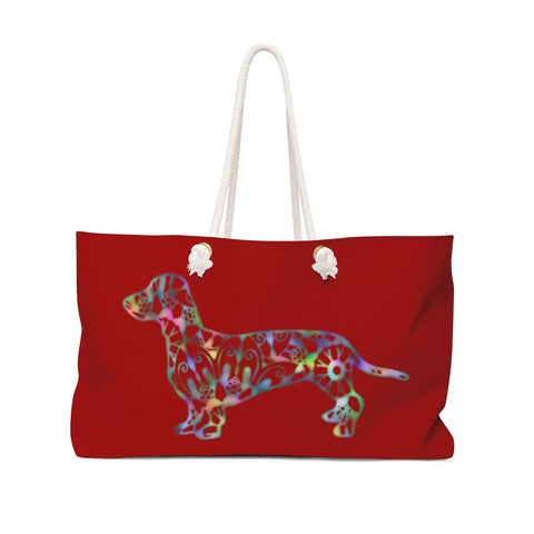 A Dachshund Weekender Bag - Color Paprika  - Oversized Tote – Free Personalization - Daisey's Doggie Chic