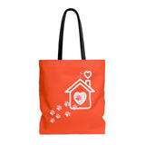 Carryall Tote Bag - House not a Home Without Paw Prints - 2-sided theme  - in Sizes S,M L - Pumpkin - Personalize it Free - Daisey's Doggie Chic